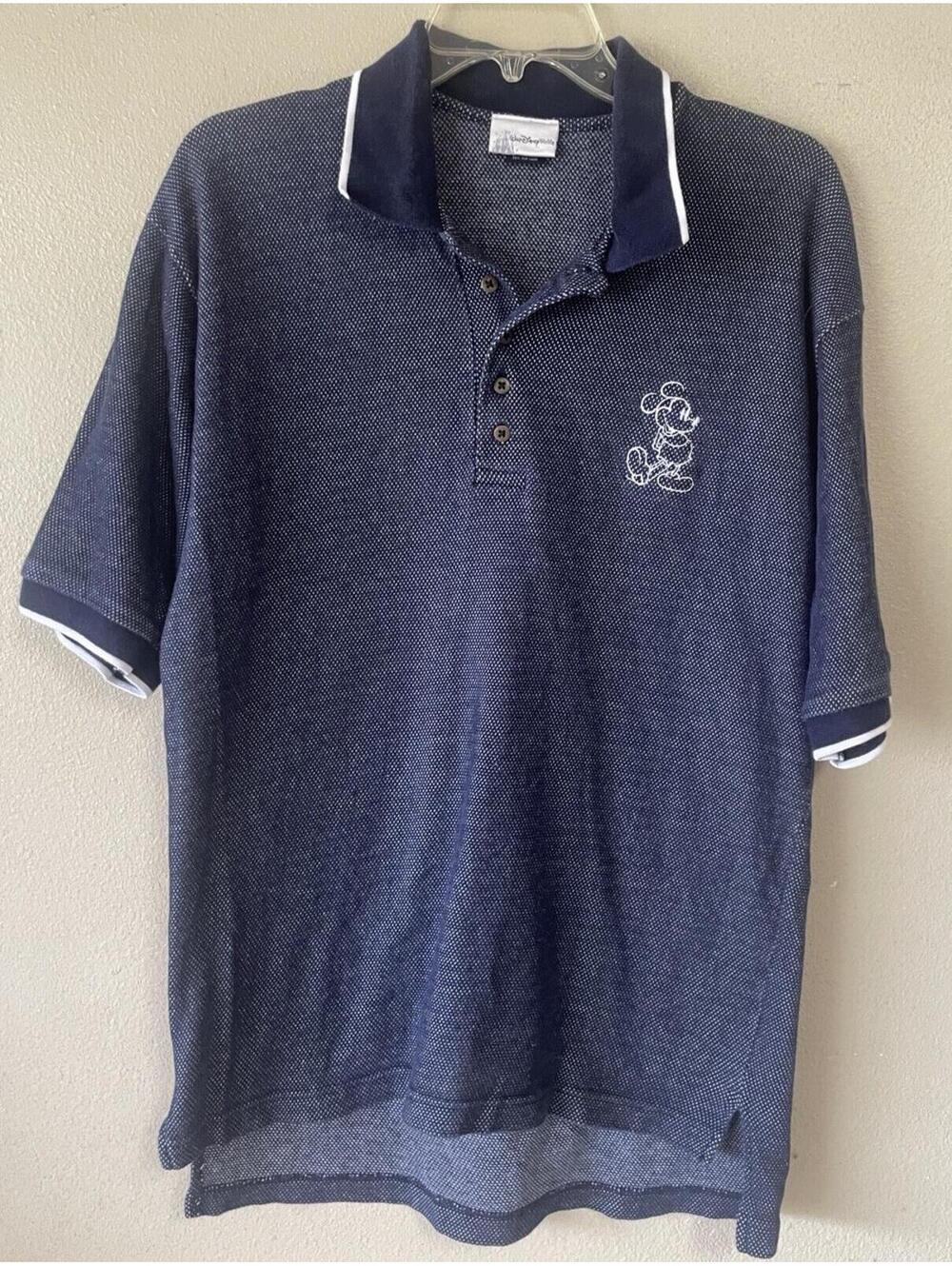 Disney Medium Mens’ Polo Blue Shirt Sleeve Mickey